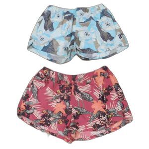 Patagonia Baggies Nylon Floral Pink Blue  Shorts Women's Size Large Lot 2 pair